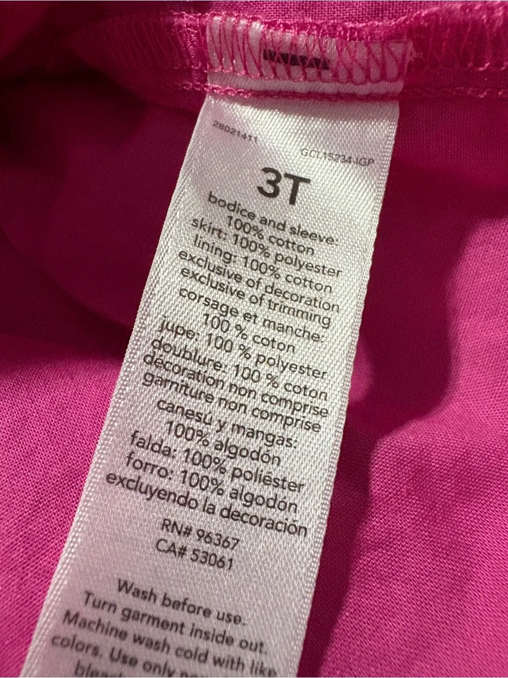OshKosh B’Gosh Hot Pink Cotton Dress with Tulle Skirt 3T